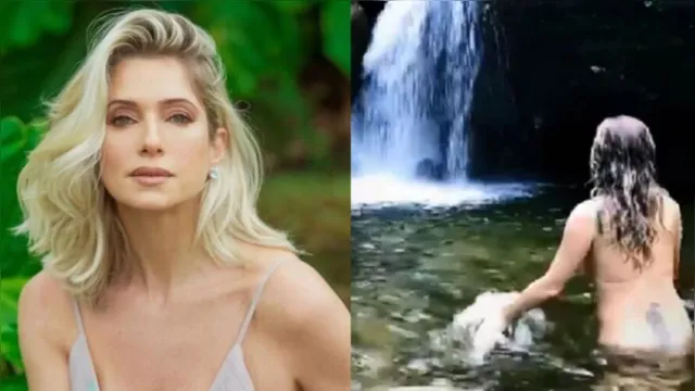 Imagem ilustrativa da notícia Leticia Spiller nada pelada em cachoeira; veja o vídeo!