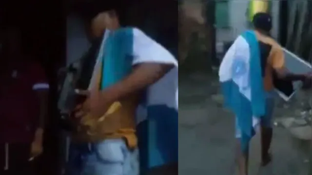 Imagem ilustrativa da notícia Vídeo: torcedor bicolor 'se morde' e leva TV após goleada