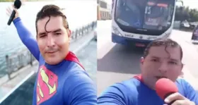 Imagem ilustrativa da notícia Vídeo: "Superman" tenta parar ônibus e é atropelado