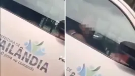 Casal foi flagrado em relação sexual dentro de um carro oficial do município de Tailândia.