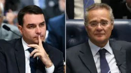 Os senadores Flávio Bolsonaro e Renan Calheiros.