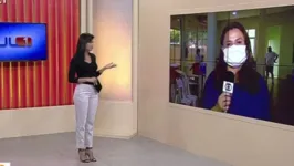 Tatiane Lobato e a apresentadora do Jornal Liberal 1ª Edição, Priscilla Castro.