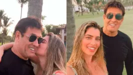 Sérgio Mallandro posou ao lado da namorada Danielly Borges, em um resort em Pernambuco.