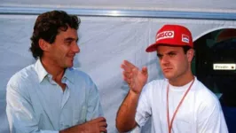 Rubinho e Senna. Encontro foi o último entre os dois na Fórmula 1