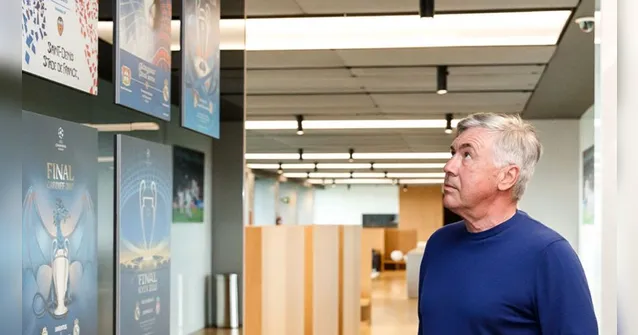 Imagem ilustrativa da notícia Vídeo: Ancelotti visita sala de troféus do Real Madrid