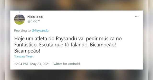 Imagem ilustrativa da notícia Torcedor profeta: “um atleta do Paysandu vai pedir música”