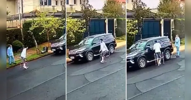 Imagem ilustrativa da notícia Homem com a perna engessada furta carro. Veja o vídeo!