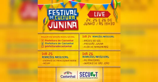 Imagem ilustrativa da notícia Castanhal promove festival junino online