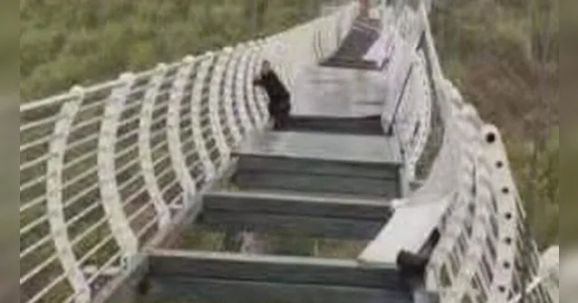 Imagem ilustrativa da notícia China: homem fica preso após ponte de vidro quebrar