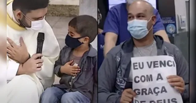 Imagem ilustrativa da notícia Menino interrompe missa para clamar por tio intubado. Veja!