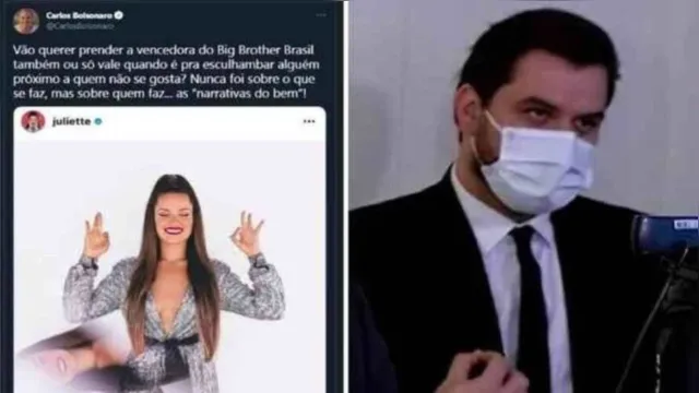 Imagem ilustrativa da notícia Carlos Bolsonaro vira piada após falar de gesto de Juliette