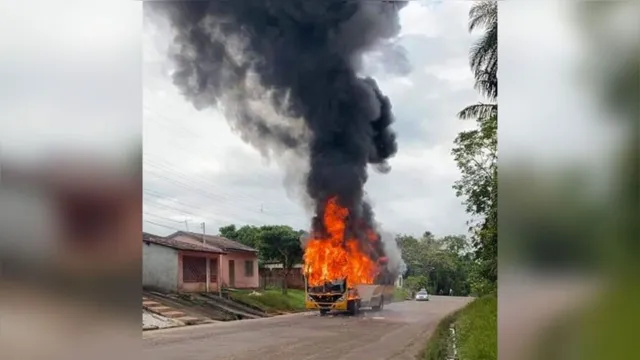 Imagem ilustrativa da notícia Ônibus pega fogo e assusta população em Castanhal