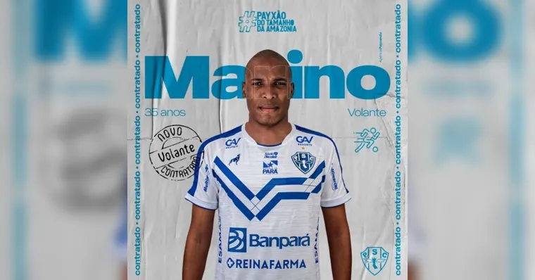 Imagem ilustrativa da notícia Volante Marino é confirmado no Paysandu para a Série C