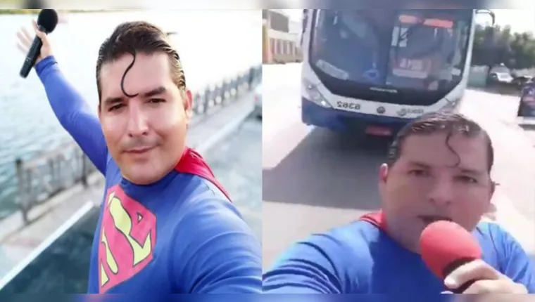 Imagem ilustrativa da notícia Vídeo: "Superman" tenta parar ônibus e é atropelado