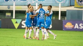 Comemoração dos jogadores do Paysandu após vitória no último sábado