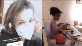 Atriz mostrou que a filha Lara, 8, está em isolamento no quarto após positivar para Covid-19