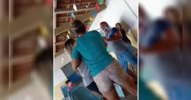 Imagem ilustrativa da notícia Vídeo: shortinho teria motivado briga em posto de vacinação