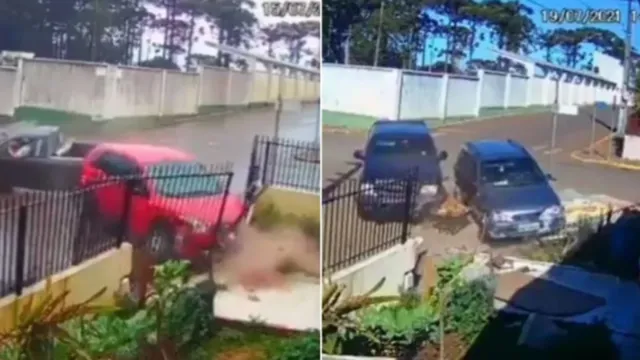 Imagem ilustrativa da notícia Vídeo: muro de casa é atingido por carro 2 vezes em 4 dias