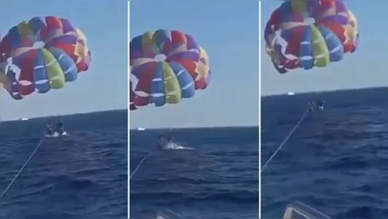 Imagem ilustrativa da notícia Tubarão pula da água e morde perna de paraquedista. Veja!