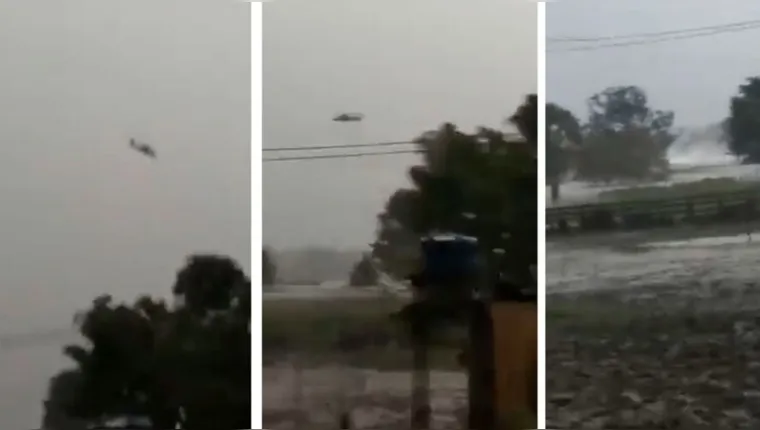 Imagem ilustrativa da notícia Com destino ao Pará , helicóptero cai durante temporal no AM