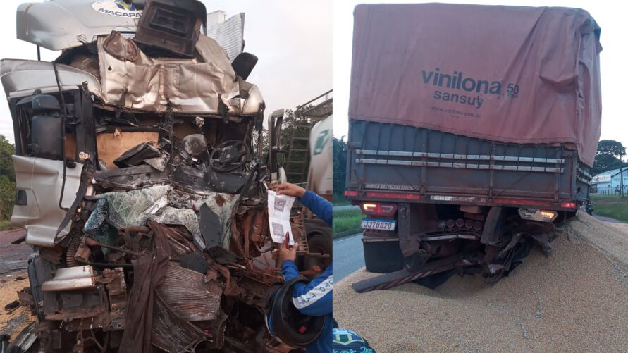 Condutor morreu após colidir contra outra carreta na BR-316.
