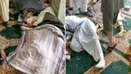 Imagens publicadas nas redes sociais mostram pessoas mortas ou gravemente feridas no chão da mesquita em Kandahar.