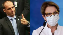 O deputado Eduardo Bolsonaro e a ministra da Agricultura, Tereza Cristina, dizem que passam bem