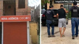 A esquerda casa que funcionava como falsa lotérica no bairro do Guamá. A direita um dos presos no estado nordestino