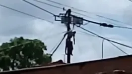 Imagem ilustrativa da notícia Vídeo: homem fica preso em poste após tentar 'gato' em Belém