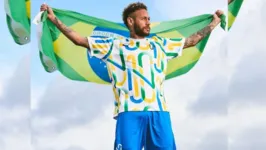 Neymar com as cores da bandeira do Brasil