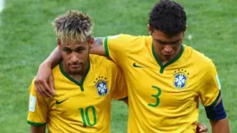 Thiago Silva e Neymar na Copa de 2014