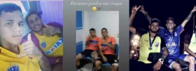 Bruninho recebe homenagens de amigos que a bola lhe deu.