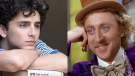 Timothée Chalamet em 'Me chame pelo seu nome' e Gene Wilder em 'A fantástica fábrica de chocolate'. Thimotée vai interpretar Willy Wonka, mesmo personagem de Wilder, em novo filme