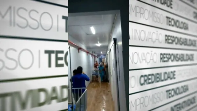 Imagem ilustrativa da notícia Vídeo: Hospital tem corredores alagados após forte chuva