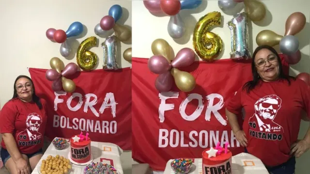 Imagem ilustrativa da notícia Mulher faz aniversário com o tema 'Fora Bolsonaro'
