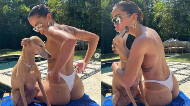 Imagem ilustrativa da notícia Anitta puxa fio-dental na piscina e fãs reagem: bumbum lindo