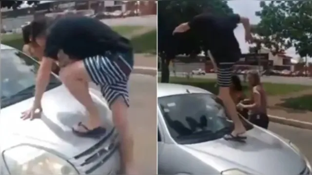 Imagem ilustrativa da notícia Vídeo:
motorista pisoteia carro de mulher após arranhão