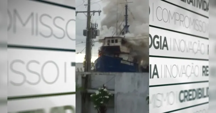Imagem ilustrativa da notícia Veja o vídeo: incêndio atinge navio em porto de Belém