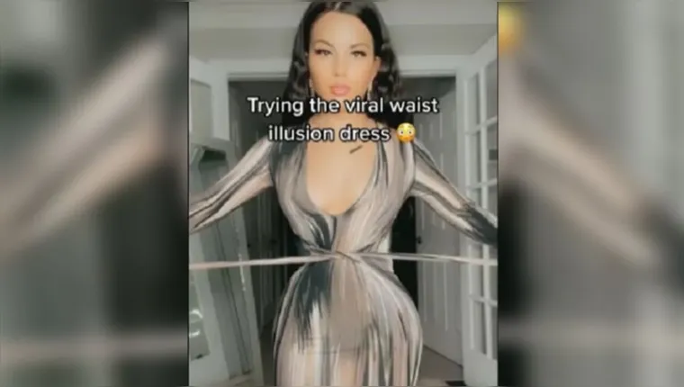 Imagem ilustrativa da notícia Vídeo: vestido mágico viraliza por 'afinar' cintura