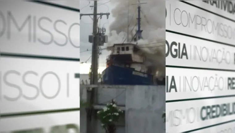 Imagem ilustrativa da notícia Veja o vídeo: incêndio atinge navio em porto de Belém