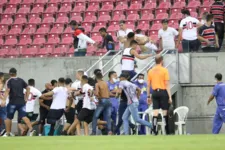 Dezenas de torcedores invadiram o gramado
