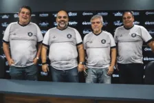 Ao lado dos vices Antonio Carlos Teixeira e Marcelo Carneiro, e do presidente Fabio Bentes, Ney Pandolfo (primeiro à direita), é oficialmente anunciado pelo Clube do Remo