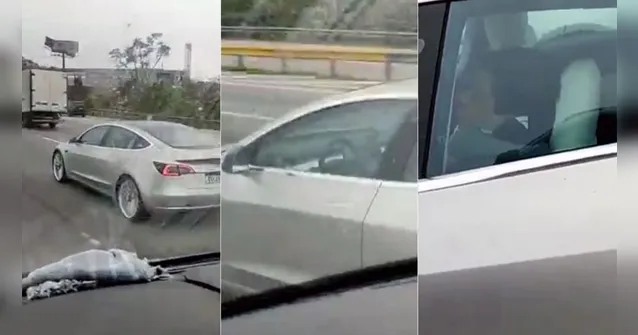 Imagem ilustrativa da notícia Vídeo: homem dorme ao volante e carro segue andando sozinho