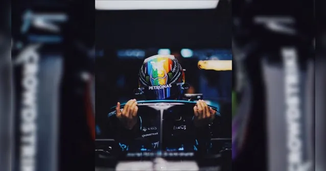 Imagem ilustrativa da notícia Hamilton usa capacete de arco-íris em apoio à causa LGBTQ+
