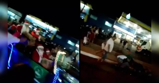 Imagem ilustrativa da notícia Vídeo: Papai Noel é roubado e apedrejado durante caminhada