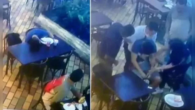 Imagem ilustrativa da notícia Vídeo: cliente engasga e é salvo por garçom e policial
