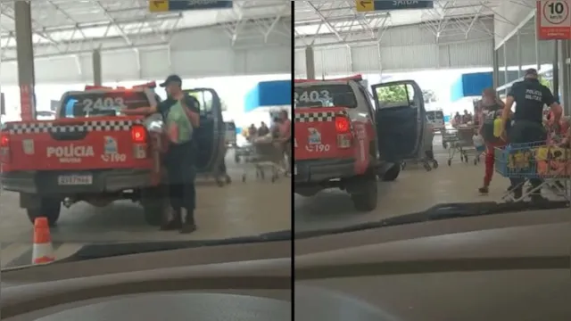 Imagem ilustrativa da notícia Vídeo: PM é flagrado usando viatura para compras em Belém