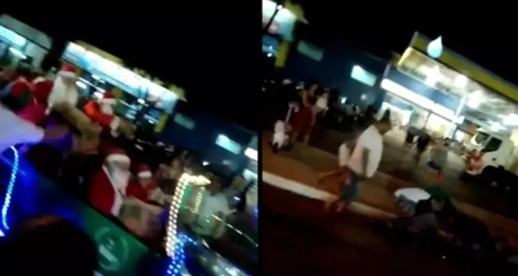 Imagem ilustrativa da notícia Vídeo: Papai Noel é roubado e apedrejado durante caminhada