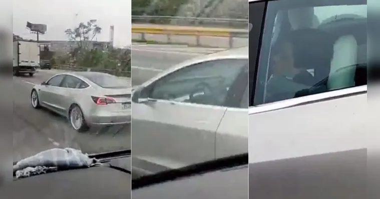 Imagem ilustrativa da notícia Vídeo: homem dorme ao volante e carro segue andando sozinho