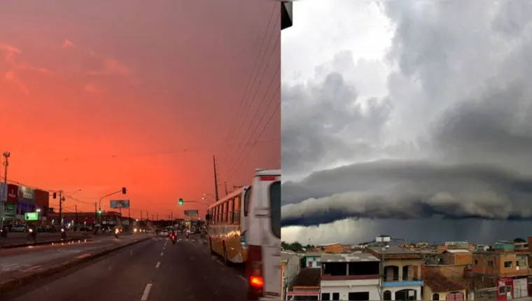 Imagem ilustrativa da notícia Fim de tarde em Belém tem céu reluzente e nuvem apocalíptica
